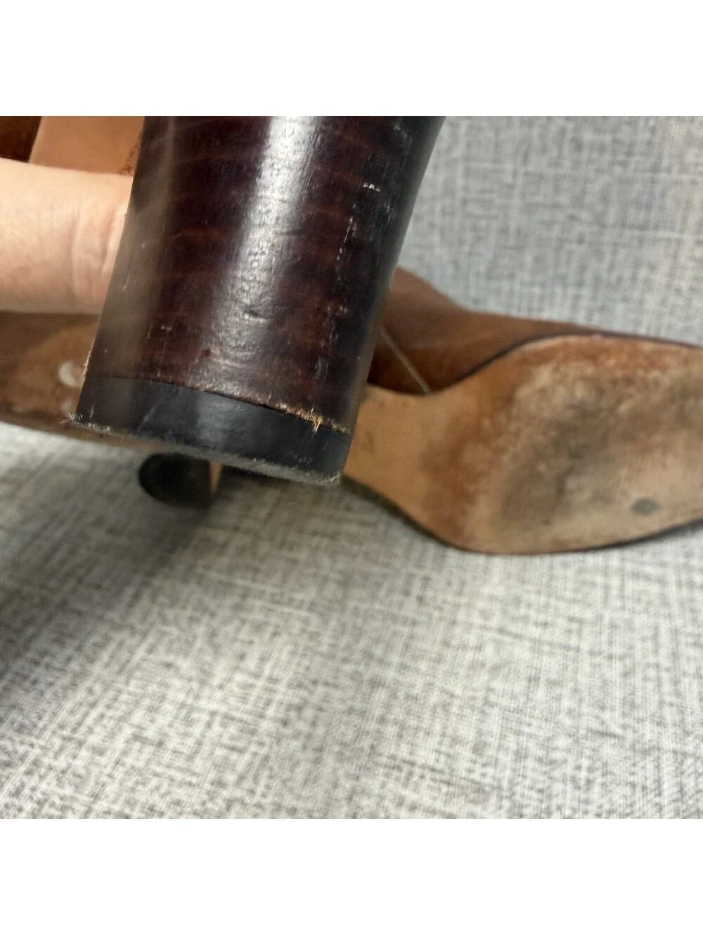 RALPH LAUREN Boots Womens Sz 7.5 Brown Leather Lenora Zip Ankle Heels BRAZIL